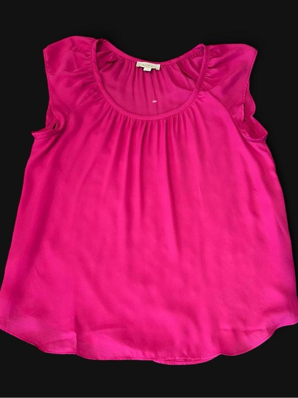 Bright Pink LOFT Outlet Flutter Sleeve Scoop Neck Top
